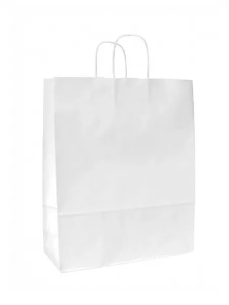 Buste in carta kraft bianca personalizzate - 26 x 34,5 x 11 cm