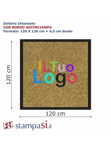 Zerbini per esterni o interni intarsiati personalizzati quadrati cm 150x150 con bordo