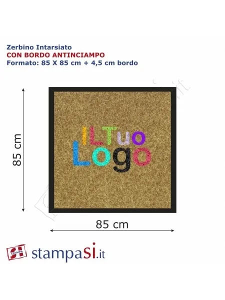 Zerbino quadrato intarsiato cm 85x85 con bordo