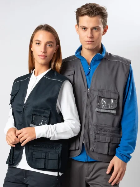 Gilet da lavoro multitasche unisex Black S Steel